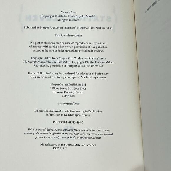 Station Eleven by Emily St. John Mandel – First Canadian Edition Paperback 2014 - Picture 6 of 10